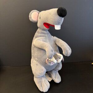 Vintage Ikea Plush Rat with Babies in Pouch Fa Fä Collectible